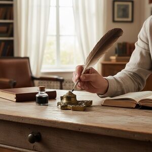 Antique Solid Brass Inkwell for calligraphy desk set